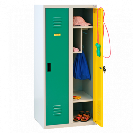 Vestiaire pour maternelle L300 - métal robuste, 1 à 4 colonnes, options de fermeture_0