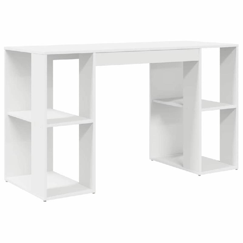 VidaXL Bureau avec étagère Blanc 130 x 50.5 x 75 cm Bois d'ingénierie Modèle Horizon Signature - 869498_0