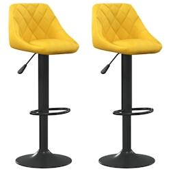 VidaXL Tabourets De Bar Lot De 2 Jaune Moutarde Velours - jaune 335356_0