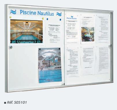 Vitrine d'intérieur coulissante de 34 mm d'épaisseur - idéale pour halls d'entrée et couloirs - RÉFÉRENCE - 8 à 12 A4 - Plexi-rigide®_0