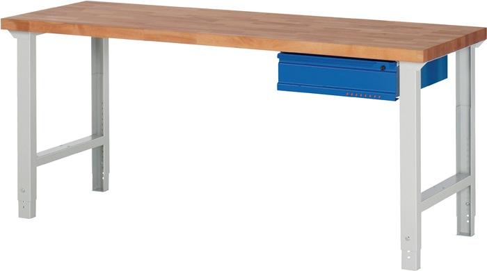 Établi série BK 650 l.2000xP700xH790-1140 mm hêtre massif gris clair, RAL 7035 bleu gent.,RAL 5010 1 tiroir PROMAT_0