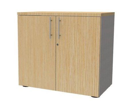 ARMOIRE BASSE DE BUREAU 2 PORTES CHÊNE CLAIR XO