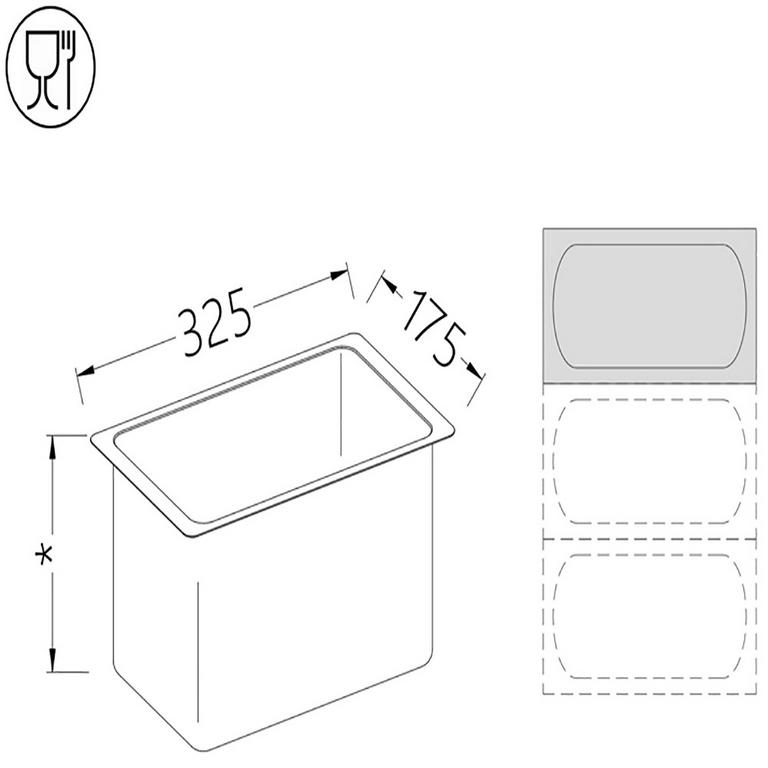 Bac gastronorm gn 1/3 h40 mm B/GN1/3-40 - B/GN1/3-40_0