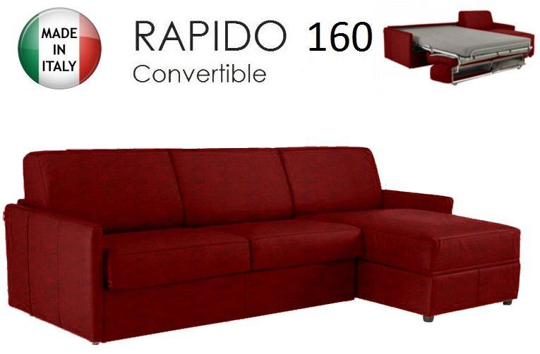 Canapé d'angle SUN convertible express 160cm - Microfibre bordeaux - Matelas 16cm haute résilience_0
