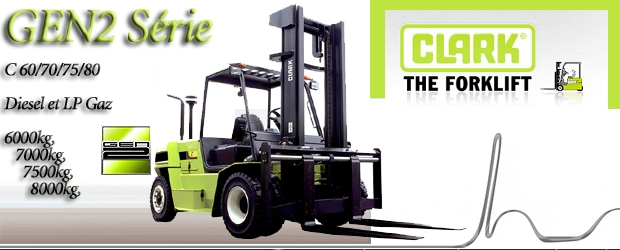 Chariots élévateurs frontaux CLARK C60/70/75/80 GEN2 - 6000 à 8000 kg - Diesel/GPL - Sécurité et fiabilité optimales_0