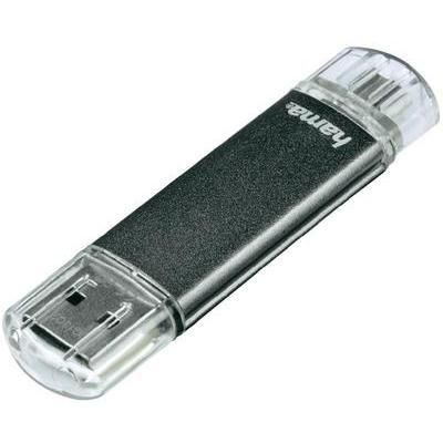MÉMOIRE SUPPLÉMENTAIRE USB POUR SMARTPHONE/TABLETTE HAMA FLASHPEN LAETA TWIN GRIS 32 GO USB 2.0, MICRO USB 2.0