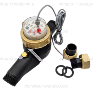 Compteur d'eau Tefloné à jet multiple MJSDCT avec raccords et sortie impulsion contact sec_0