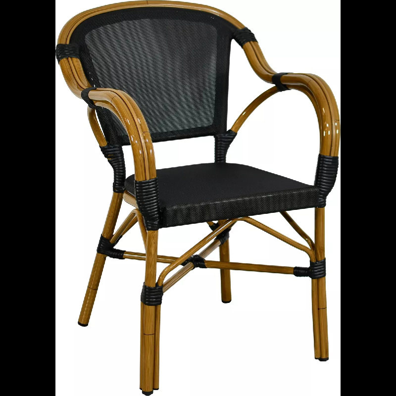 Fauteuil MACON - aluminium rotin tressage nylon - extérieur - 04060094MARTNOIR_0