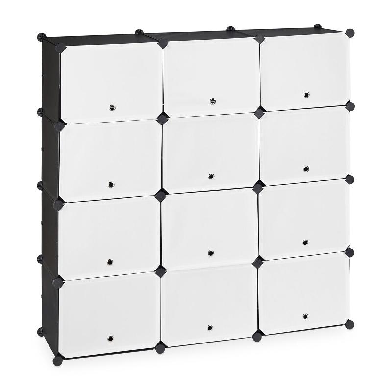 Helloshop26 - Étagère à chaussures modulable rangement optimal 24 compartiments 90 x 30 x 100 cm en plastique noir 13_0011003 - noir 3000245526829_0