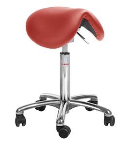 Tabouret de bureau professionnel - Dalton Flexmatic - imitation cuir rouge - mécanisme adaptable et base aluminium_0