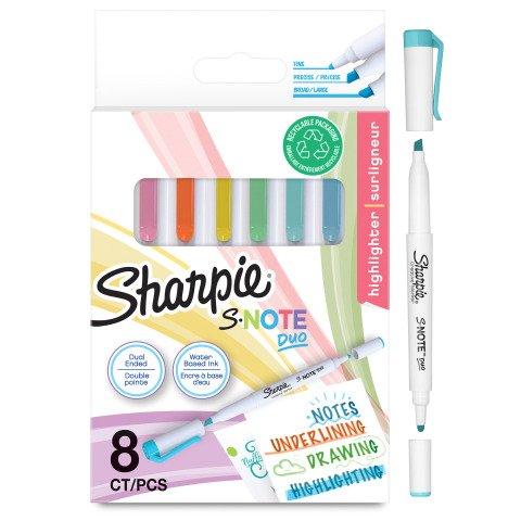 SURLIGNEUR SHARPIE S-NOTE PASTEL DOUBLE POINTE - BLISTER DE 8