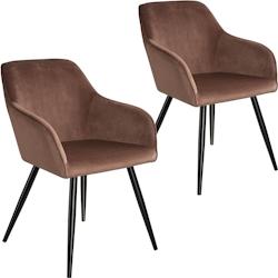 Tectake 2 Chaises MARILYN Design en Velours Style Scandinave - brun-noir -404042 - marron plastique 404042_0