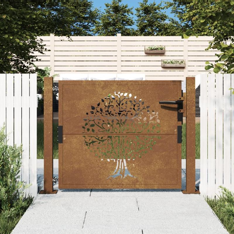 Vidaxl portail de jardin 105x105 cm acier corten conception de l'arbre 153161_0