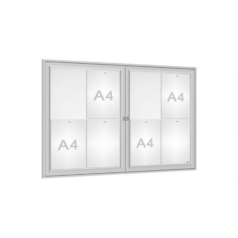 Vitrine extérieure Tradition - double battant - affichage 8 à 18 feuilles A4 - étanche avec cadre aluminium et vitrage plexichocs®_0