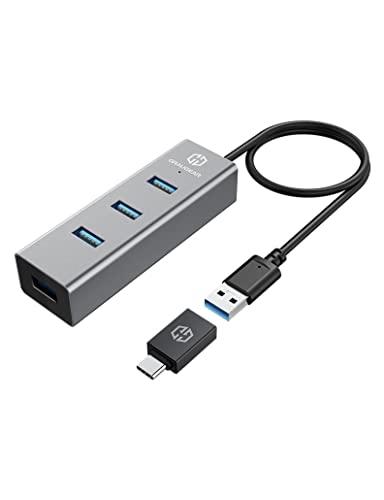 GRAUGEAR Hub USB 3.0 - 4 ports Type A - G-HUB4-AC avec adaptateur Type C et boîtier aluminium compact_0