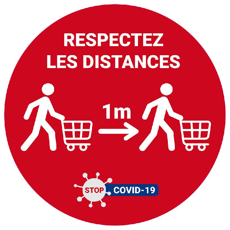 ADHÉSIF SOL STOP COVID 19  RESPECTEZ LES DISTANCES