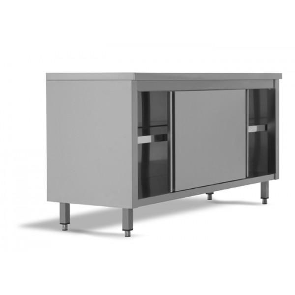 Armoire basse sans dosseret avec porte coulissante - meuble inox - 2 portes coulissantes - Synergies_0