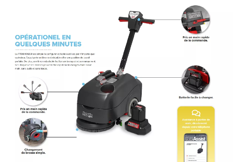 Autolaveuse TTB1840NX Numatic - sans câble, moteur haute performance, poignée réglable_0