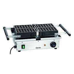 Bartscher Gaufrier inox rotatif gaufre Bruxelles, en fonte d'aluminium, 1500 W, 220 V - MONO - argenté inox 370165_0