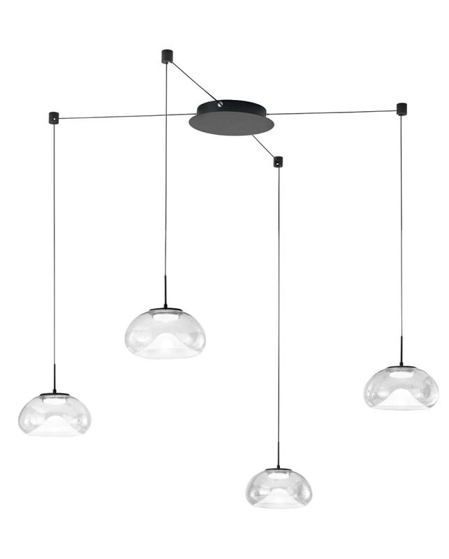 Brena - Suspension Transparente Décentralisée 4 Lumières - Fabas Luce - Led 40W Dimmable - Montage Décentralisé - transparent 8019282546085_0