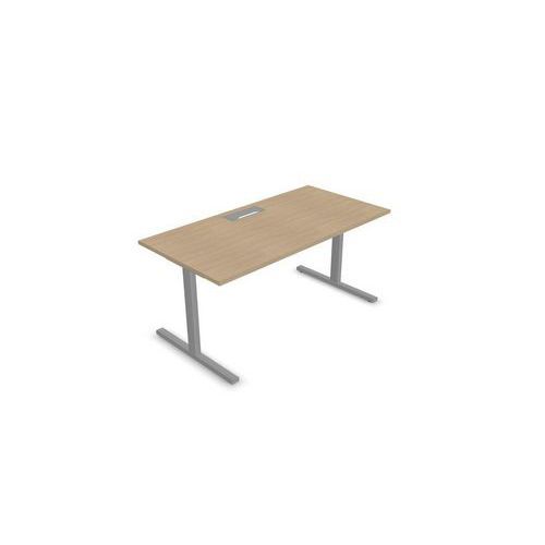 BUREAU DROIT 180 CM PIEDS T CHÊNE/ALU MISAO - MANUTAN