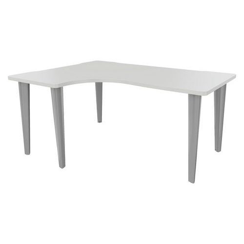 BUREAU EVIDENCE ASYMÉTRIQUE 160X120 RETOUR G BLANC/ALU - VINCO