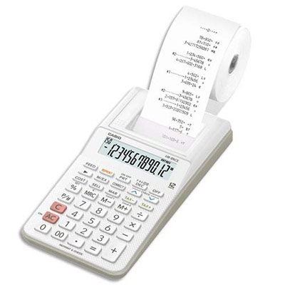CALCULATRICE IMPRIMANTE PORTABLE CASIO HR-8 RCE - 12 CHIFFRES - BLANCHE