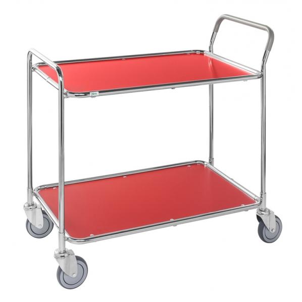 Chariot de service sur roues KONGAMEK - 2 ou 3 plateaux - Rouge - Charge jusqu'à 250 kg_0