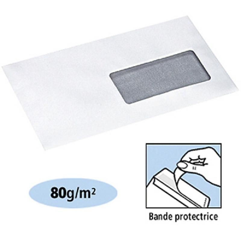 CLAIREFONTAINE BOÎTE DE 500 ENVELOPPES AVEC FENÊTRE - AUTO-ADHÉSIVES - PAPIER VÉLIN - 110 X 220 MM (80 G/M²) - COULEUR BLANC