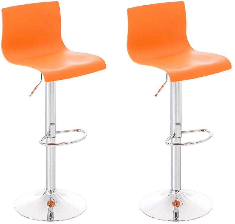CLP Lot de 2 tabouret de bar Hover Assise Plastique et Piètement Métal chromé Orange - orange plastique 306735_0