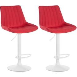 CLP Lot de 2 tabourets de bar Toni blanc tissu - Rouge - rouge 324009_0