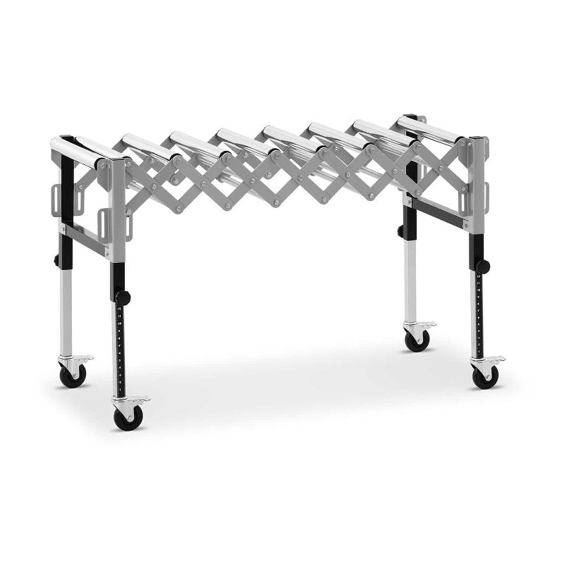 Convoyeur à rouleaux pliable - 130 kg - 147 cm - 9 rouleaux - réglable en hauteur - avec roulettes et freins - 14_0007253_0