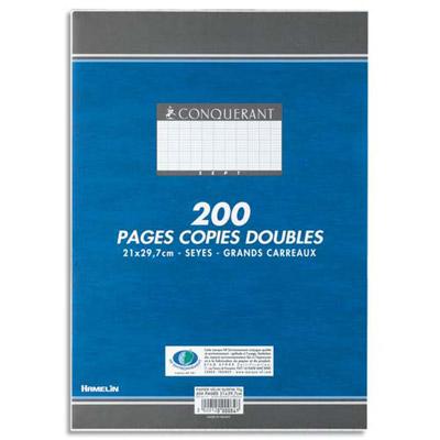COPIES DOUBLES CONQUERANT 7 - NON PERFOREES - BLANCHES - 21X29.7CM - 200 PAGES - PETITS CARREAUX - 70G - SOUS ETUIS - LOT DE 10