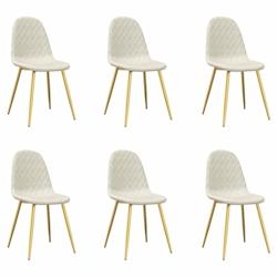Décoshop26 - Set de 6 chaises de salle à manger en velours crème couture losange pieds en fer doré DEC025663 - 3000255377275_0