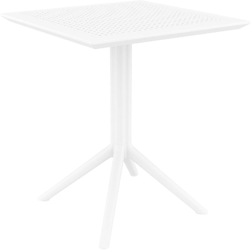 Décoshop26 - Table de jardin carrée blanc – design moderne en résine plastique résistante 10_0002952 - 3000251327373_0
