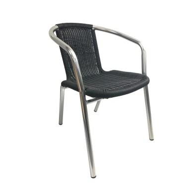 Emh Fauteuil de terrasse professionnel Udine empilable – aluminium et textilène – usage chr intérieur/extérieur - noir aluminium BISFAUTUDINE_0
