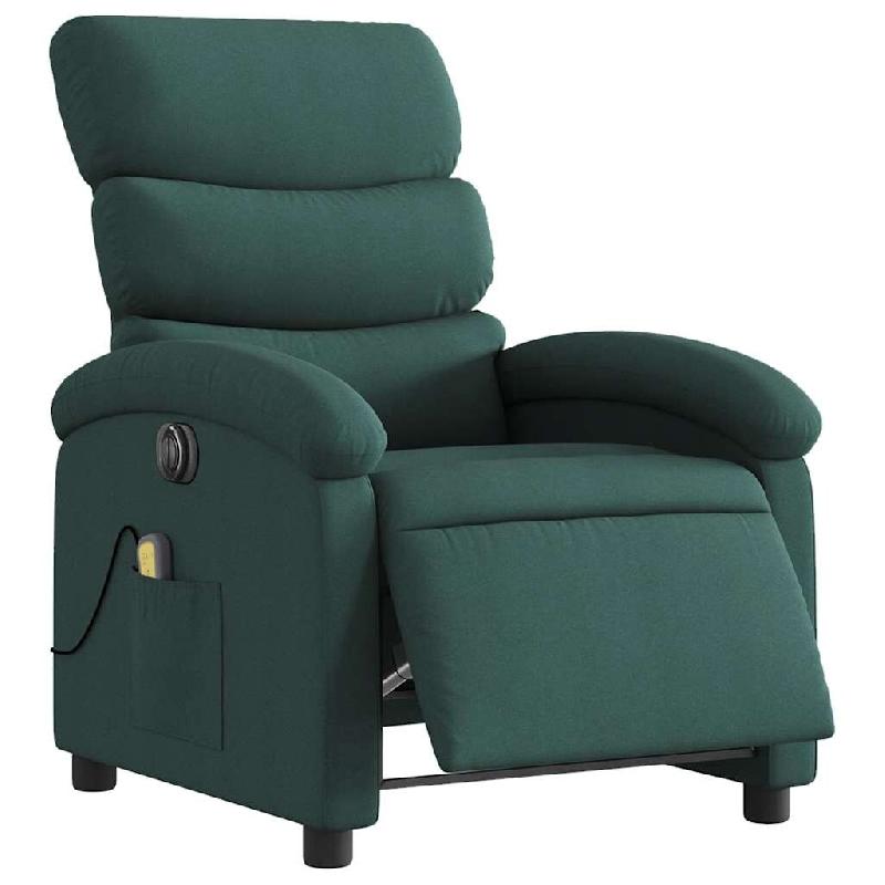 Fauteuil de massage inclinable électrique Vert foncé Tissu Modèle Nervella - 8721012164604_0