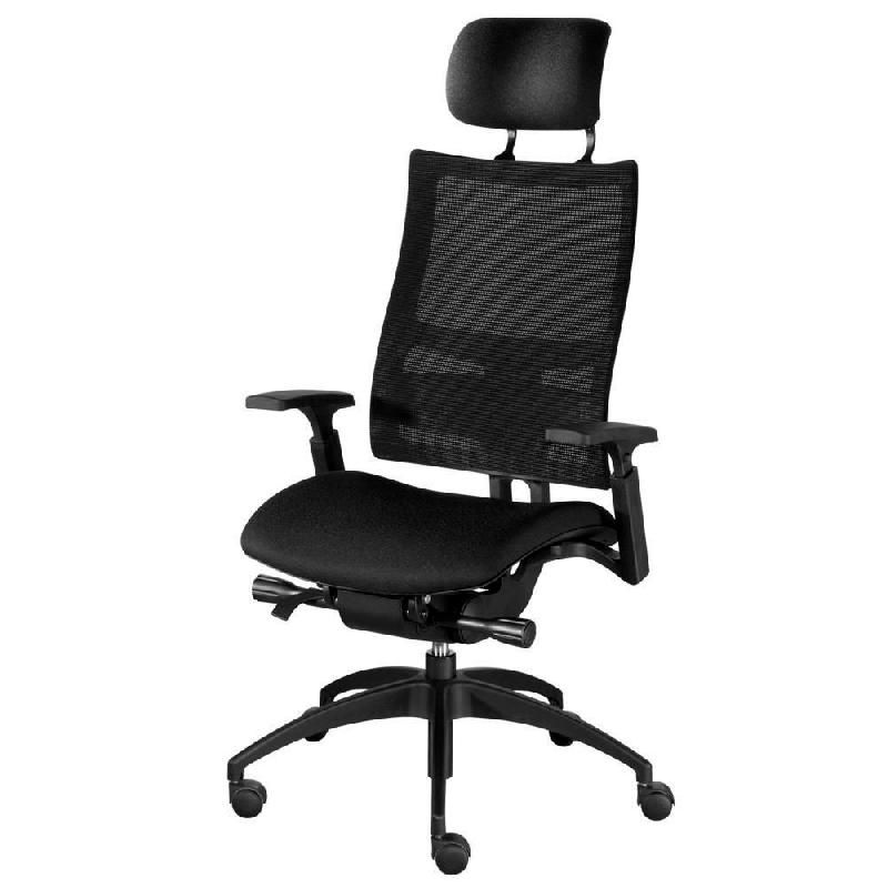 FAUTEUIL PIAZZA CLASSIC MAILLE FILET HAUTEUR AJUSTABLE AVEC ACCOUDOIRS À ROULETTES AVEC APPUI-TÊTE HAUTEUR DOSSIER 71 CM NOIR