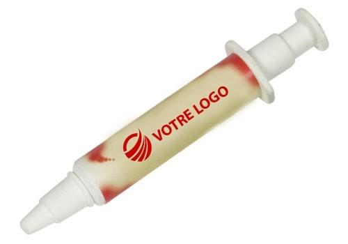 Gomme en forme de seringue - étiquette personnalisée - disponible en blanc_0
