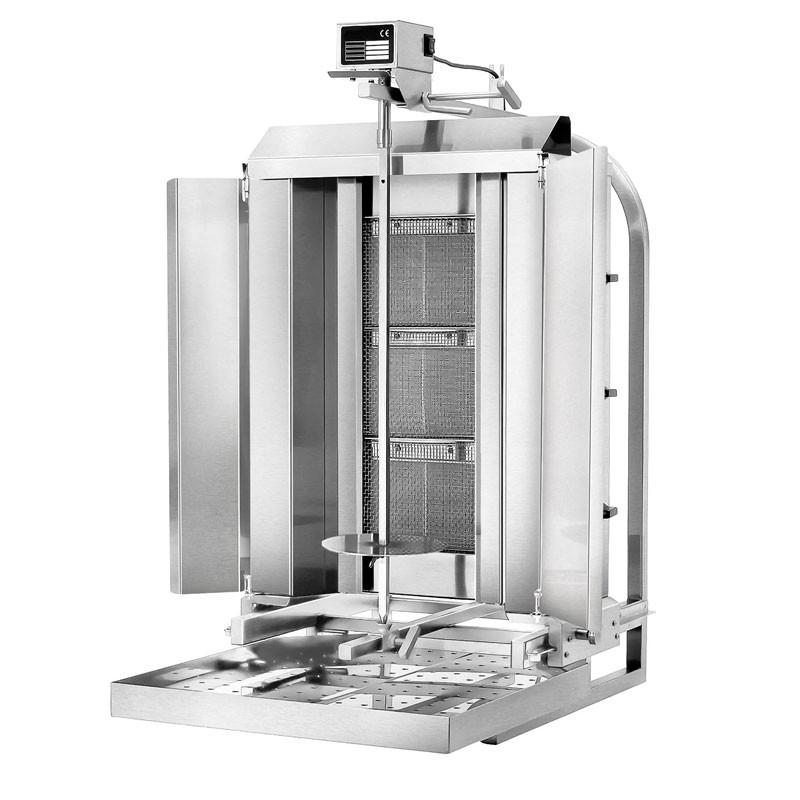 Grill Döner kebab gaz 3 brûleurs max 40 kg mobile avec tôle de protection - moteur en haut_0