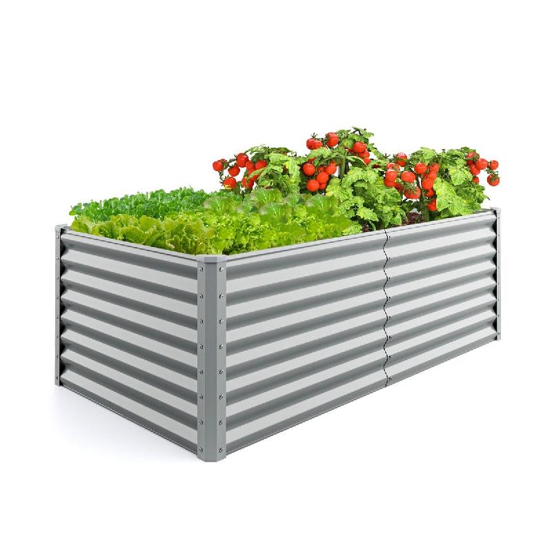 Helloshop26 - Jardinière 180 x 95 x 60 cm grande capacité fond ouvert assemblage facile en métal gris 20_0012339 - 3000227186607_0