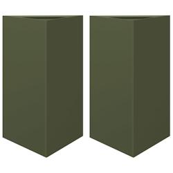 Helloshop26 - Jardinière bac lit surélevé plantes fleurs jardin terrasses lot de 2 olive triangulaire 50 x 43 x 75 cm acier vert 02_0039091 - 30002_0