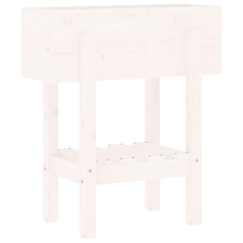 Helloshop26 - Jardinière bac lit surélevé plantes fleurs terrasse jardin 62 x 30 x 69 cm bois massif de pin blanc 02_0037747 - blanc 3000214278438_0