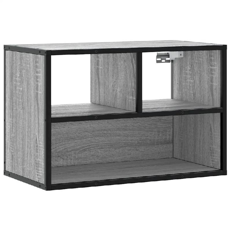 Helloshop26 - Meuble TV mural industriel design pratique 60 x 31 x 39,5 cm en bois sonoma gris 02_0049623 - gris métal 3000235932432_0