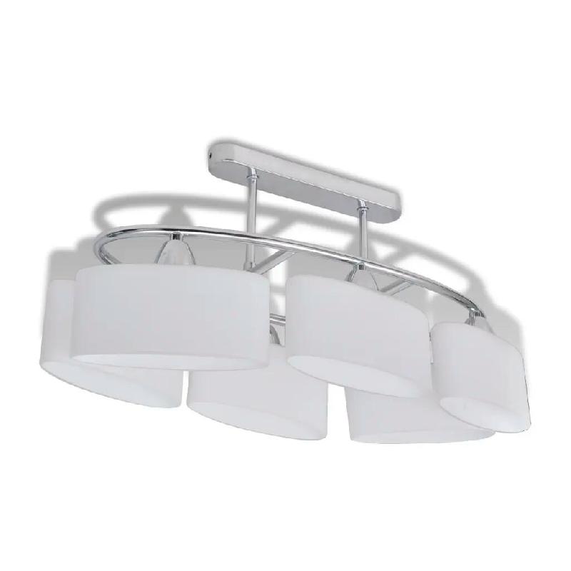 Helloshop26 - Plafonnier moderne design contemporain 55 x 25 x 27 cm pour 6 ampoules E14 finition chromée 02_0046241 - verre 3000234120786_0