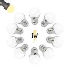 Illupro Lot de 10 Ampoules 1W LED blanc chaud Guinguette E27 G45 plastique professionnelle - jaune 3760430850442_0