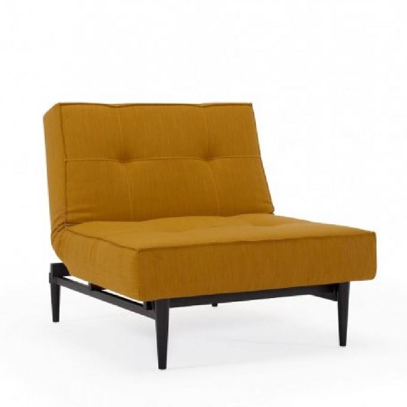 Innovation Living - Fauteuil Splitback Styletto Convertible Lit 90x115 cm - Pieds Fuseau Noir - Tissu Elegance Burned Curry_0