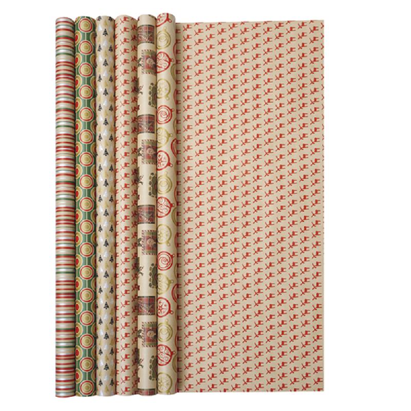 KRAFT BRUN 60G, 2X0,7M EN CARTON PRÉS. DE 60 RLX ASS. NOËL - ASSORTIMENT NOËL - LOT DE 60