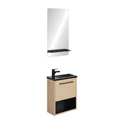 MOB-IN Ensemble meuble lave-mains NIKA + miroir - marron 3701606505520_0