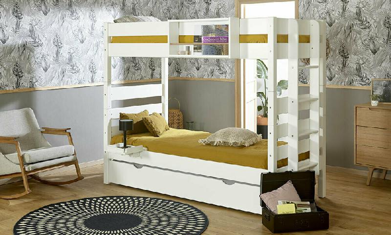 PACK LIT SUPERPOSÉ HAUT ALTO + 2 MATELAS  BLANC 90X200 CM/OPT:MATELAS ELBE HD